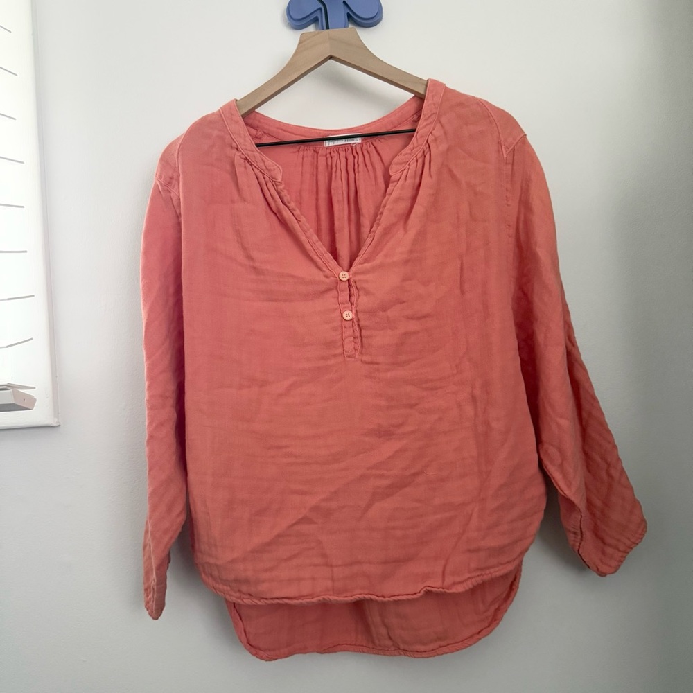 Free People CP Shades Small Swing Top Coral‎ Orange Gauze Cotton Relaxed Boho - Picture 2 of 8